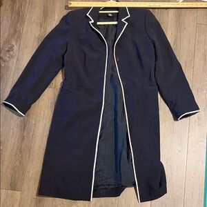 Ann Taylor Navy Blazer Jacket with White Trim